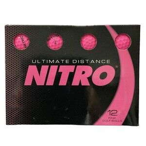 Nitro Ultimate Distance new nib Bright Pink Box of 12 Golf Balls